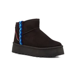 Online Stivaletti imbottiti neri platform da donna con dettaglio ricami Donna Stivaletti Cozy Boots Donna|Stivaletti Donna