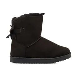 Outlet Stivaletti imbottiti neri da donna effetto scamosciato con fiocco e strass Donna Stivaletti Donna|Stivaletti Cozy Boots Donna