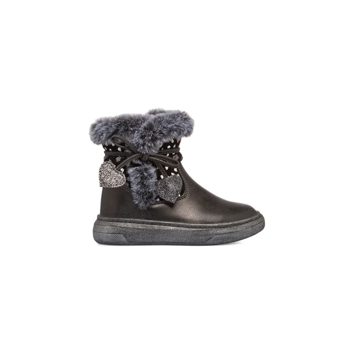 Outlet Stivaletti imbottiti neri metal da bambina con finta pelliccia Bambino Stivaletti Cozy Boots|Stivaletti Bambina