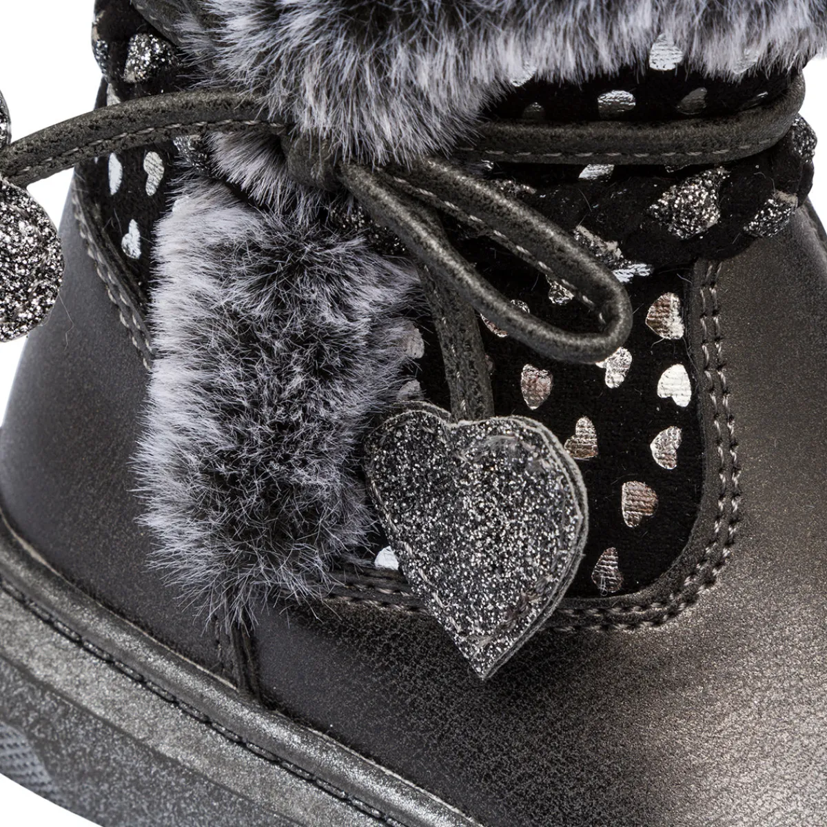 Outlet Stivaletti imbottiti neri metal da bambina con finta pelliccia Bambino Stivaletti Cozy Boots|Stivaletti Bambina