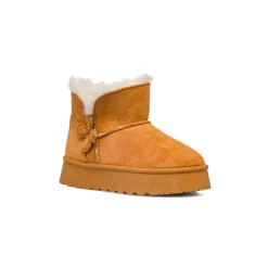 Clearance Stivaletti imbottiti ocra da ragazza con finta pelliccia Bambino Stivaletti Cozy Boots|Stivaletti Bambina
