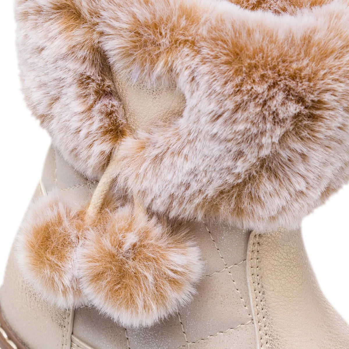 Stivaletti imbottiti oro da Bambina con pon pon Bambino Stivaletti Bambina