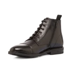 Stivaletti in pelle neri da uomo con zip sul lato Uomo Polacchine Uomo|Stivaletti Uomo