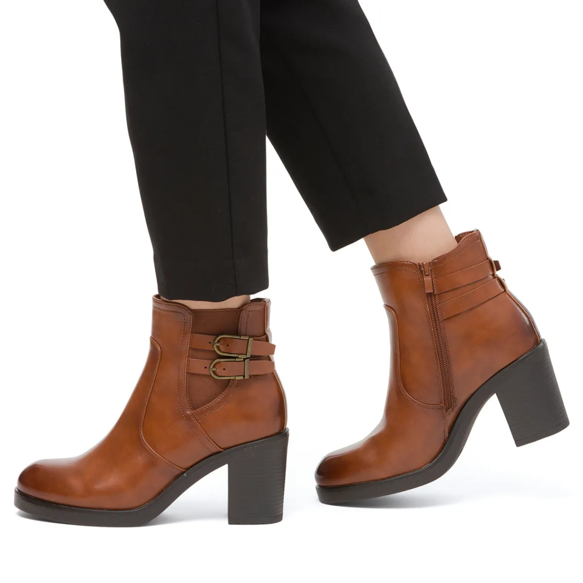 Best Stivaletti marroni con tacco 8,5 cm fibbie effetto vintage da Donna Donna Stivaletti Donna