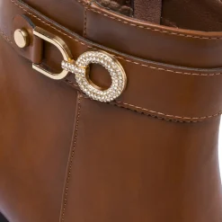 New Stivaletti marroni da Donna con tacco e fibbia gioiello Donna Stivaletti Donna