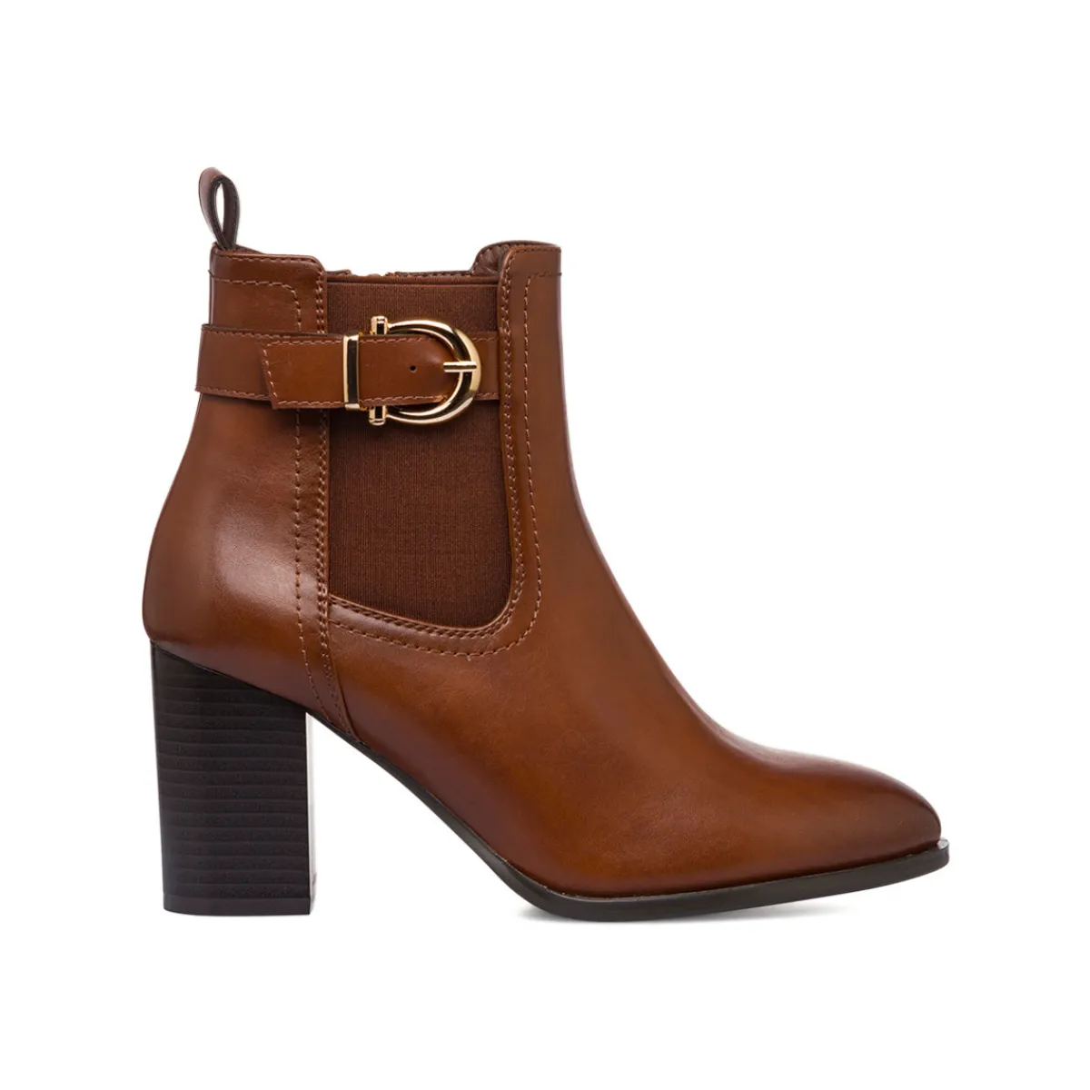 Outlet Stivaletti marroni da Donna con fibbia e tacco 8 cm Donna Stivaletti Donna