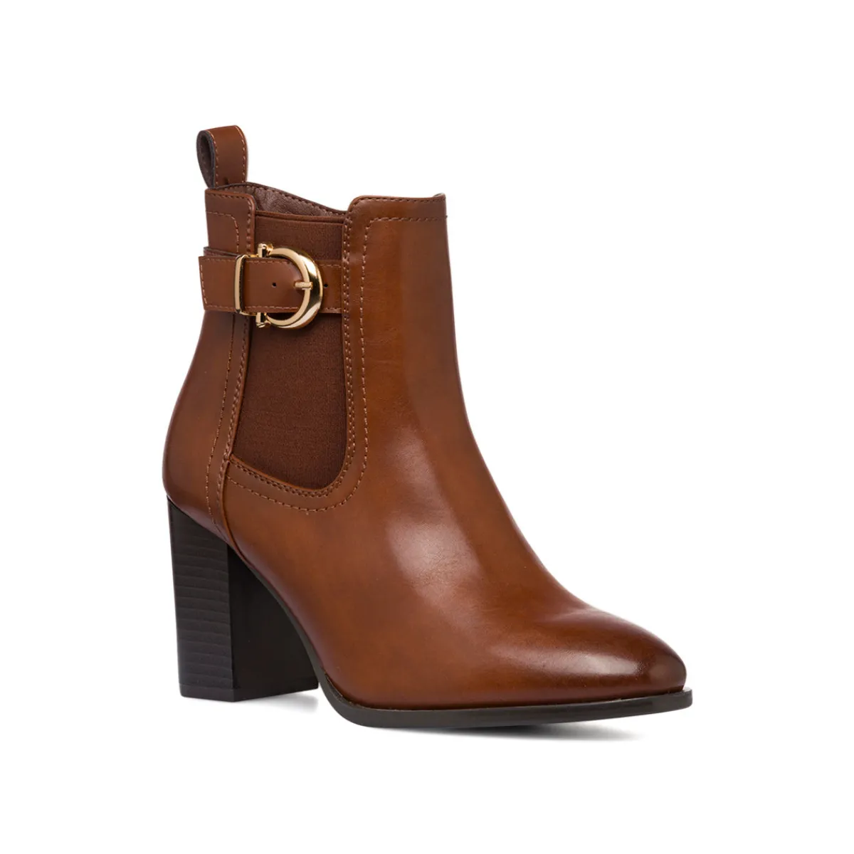 Outlet Stivaletti marroni da Donna con fibbia e tacco 8 cm Donna Stivaletti Donna