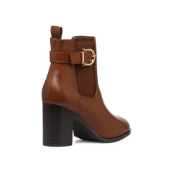 Outlet Stivaletti marroni da Donna con fibbia e tacco 8 cm Donna Stivaletti Donna