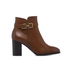 Stivaletti marroni da Donna con fibbia oro e tacco 8 cm Donna Stivaletti Donna