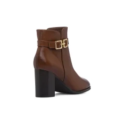 Stivaletti marroni da Donna con fibbia oro e tacco 8 cm Donna Stivaletti Donna