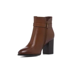 Stivaletti marroni da Donna con fibbia oro e tacco 8 cm Donna Stivaletti Donna