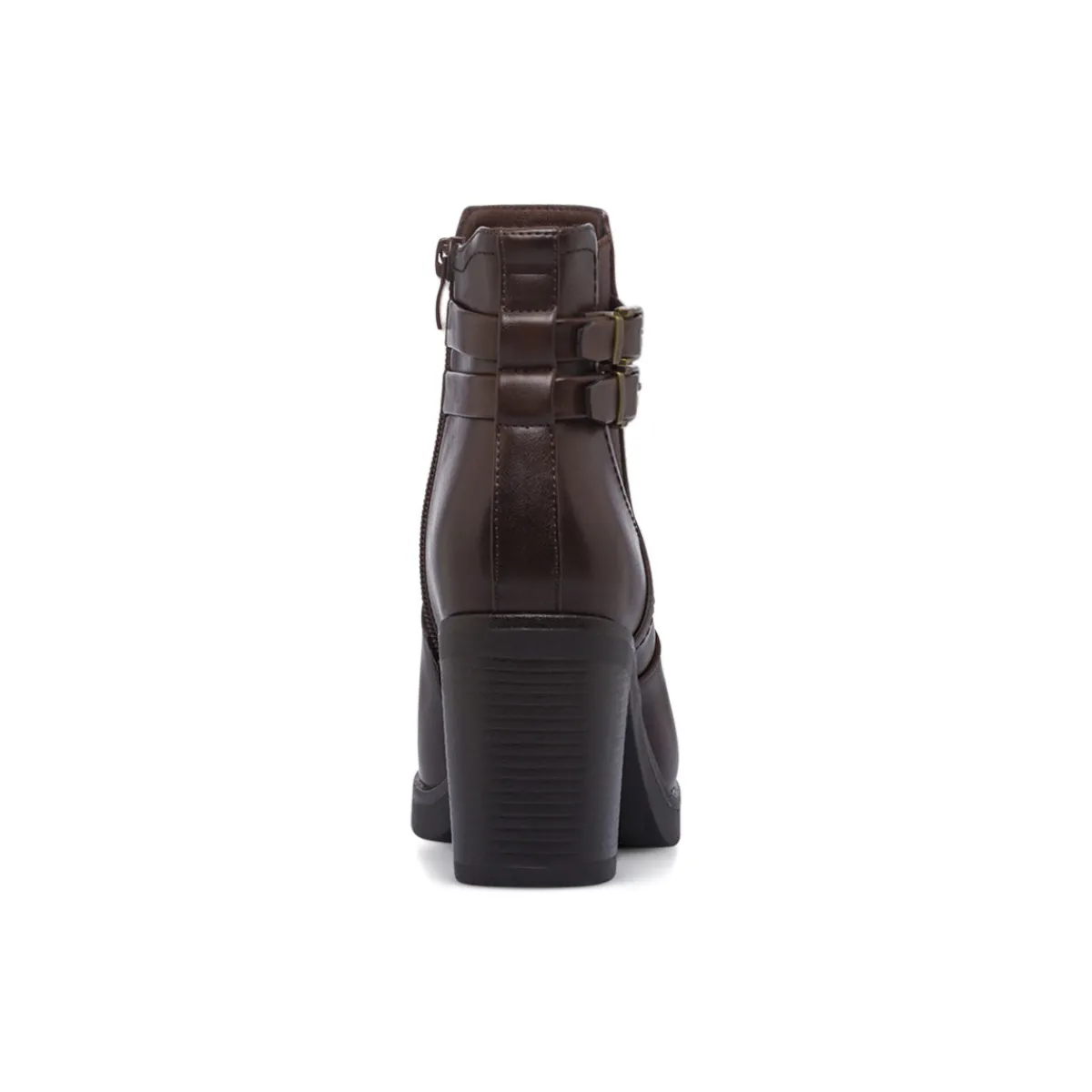 Discount Stivaletti marroni da Donna con fibbie e tacco 8 cm Donna Stivaletti Donna