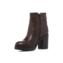 Discount Stivaletti marroni da Donna con fibbie e tacco 8 cm Donna Stivaletti Donna