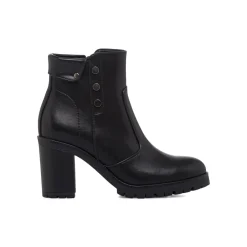 Stivaletti neri da Donna con tacco 8 cm e bottoni Donna Stivaletti Donna
