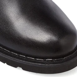 Stivaletti neri da Donna in pelle con elastico laterale Donna Stivaletti Donna