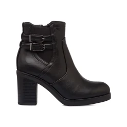 Outlet Stivaletti neri da donna con tacco 8,5 cm e fibbie Donna Stivaletti Donna