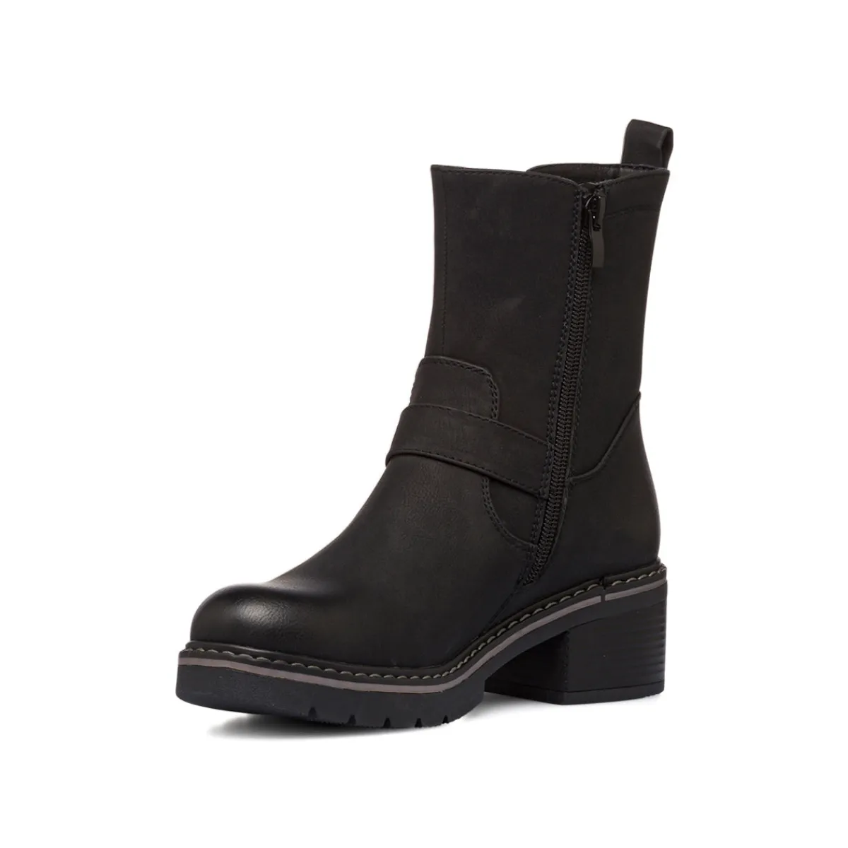 Discount Stivaletti neri da donna con zip e fibbia Donna Stivaletti Donna