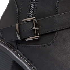 Discount Stivaletti neri da donna con zip e fibbia Donna Stivaletti Donna