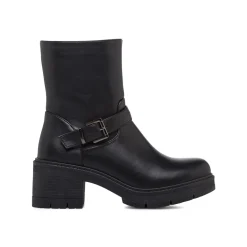 Outlet Stivaletti neri da Donna con fibbia e tacco Donna Stivaletti Donna
