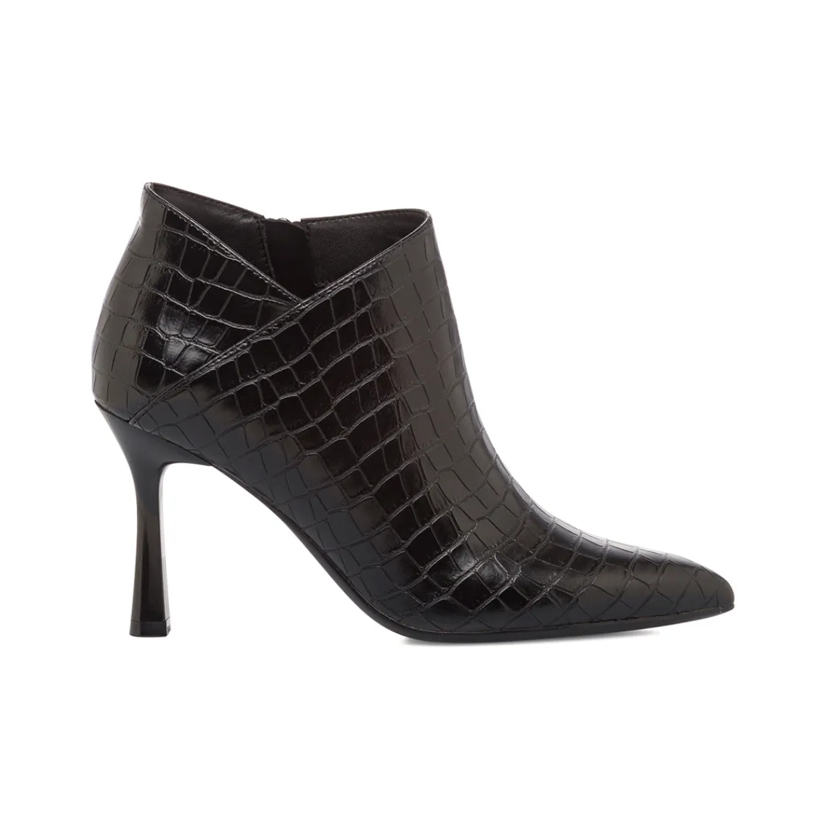 Outlet Stivaletti neri da Donna con tacco a spillo 9 cm effetto coccodrillo Donna Stivaletti Donna