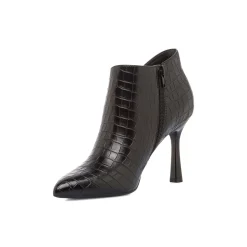 Outlet Stivaletti neri da Donna con tacco a spillo 9 cm effetto coccodrillo Donna Stivaletti Donna