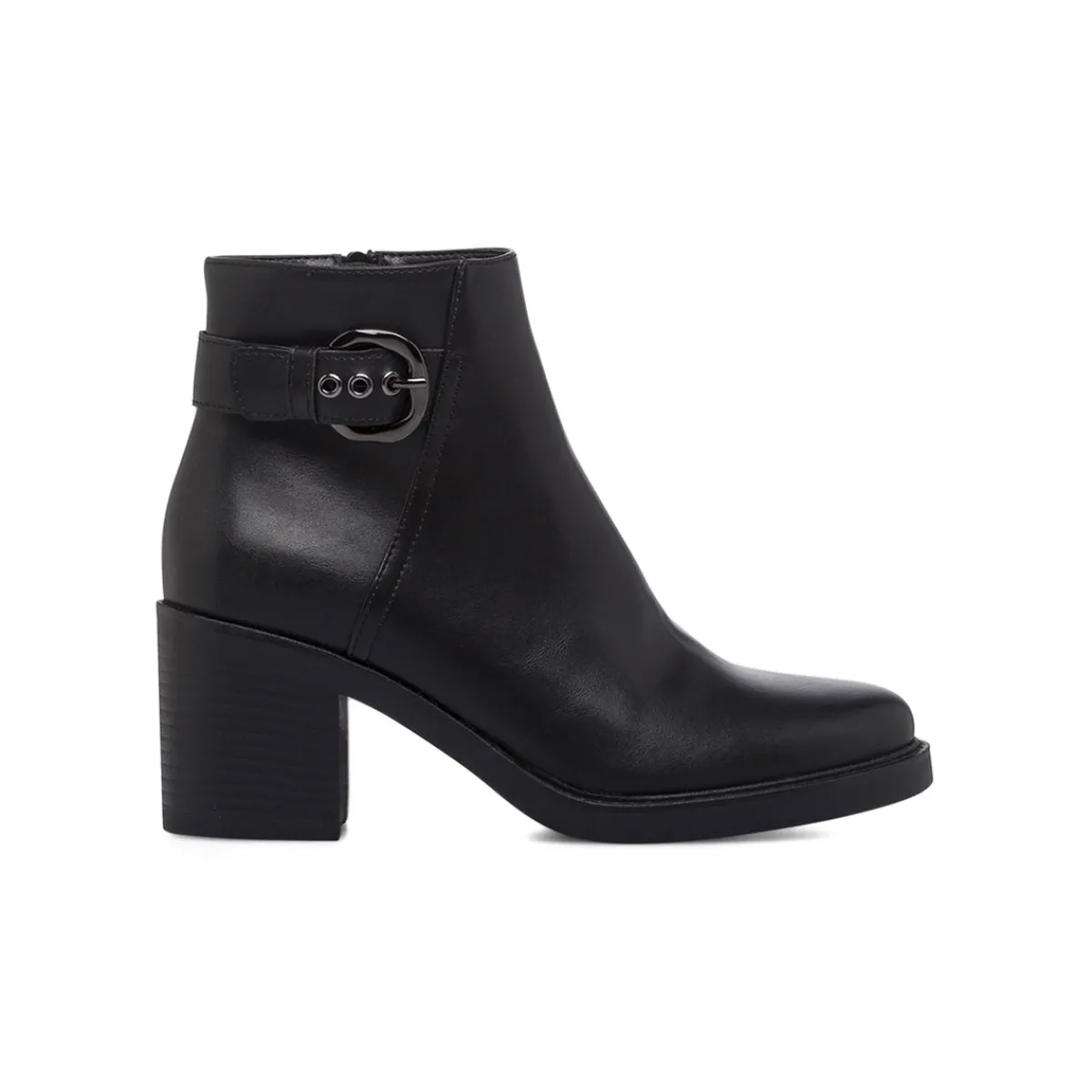 Clearance Stivaletti neri da Donna con fibbia e tacco 7 cm Donna Stivaletti Donna