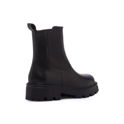 Outlet Stivaletti neri da Donna in pelle con elastico laterale Donna Stivaletti Donna