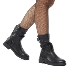 Best Stivaletti neri da donna effetto arricciato Donna Stivali Donna|Stivaletti Donna