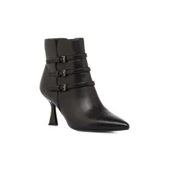 Clearance Stivaletti neri da Donna in Pelle con fibbie e tacco 5,5 cm Donna Scarpe Cerimonia Donna|Stivaletti Donna