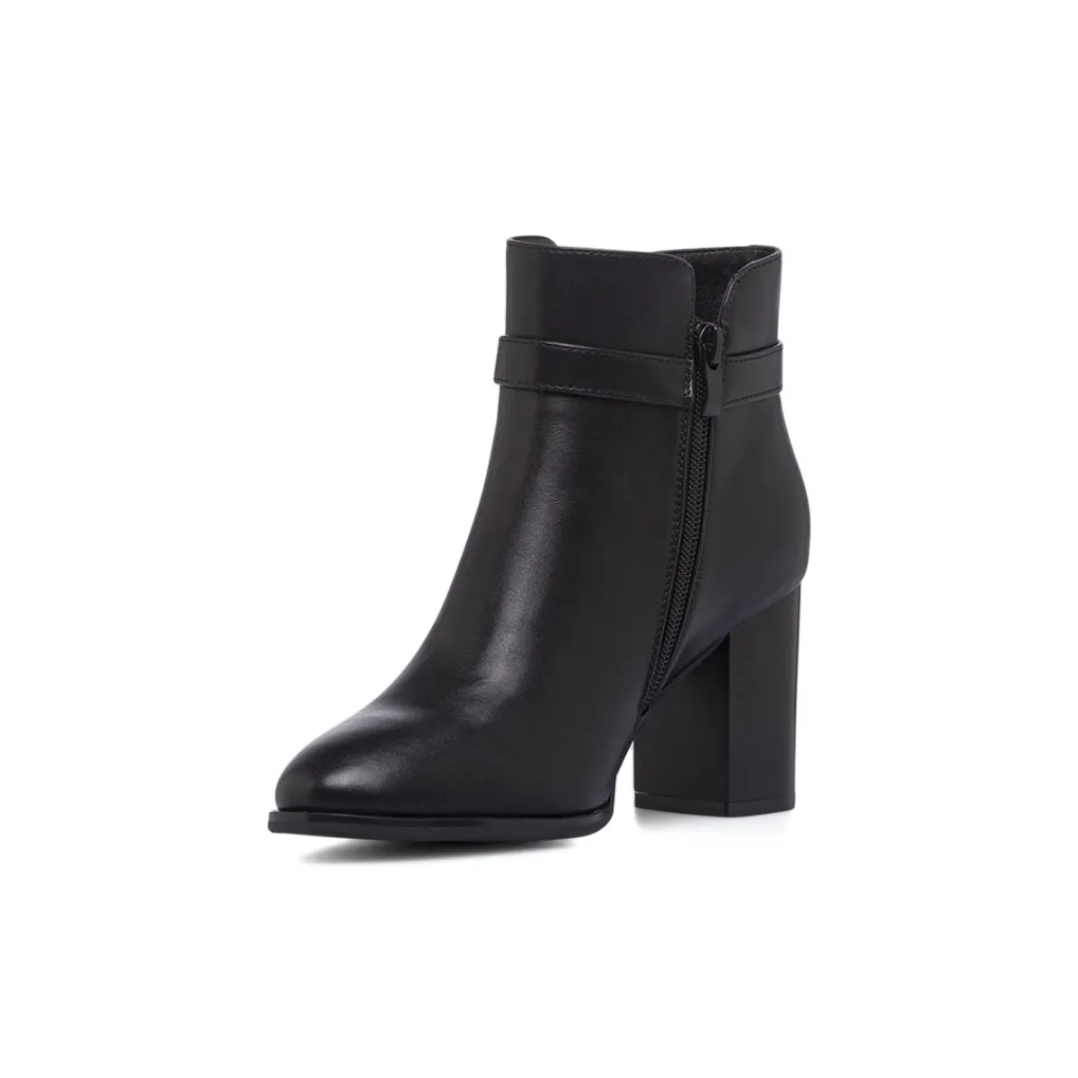 New Stivaletti neri da Donna con fibbia e tacco 8 cm Donna Stivaletti Donna