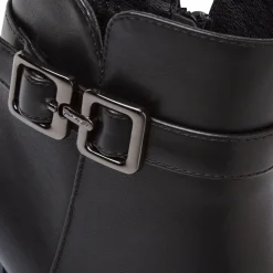 New Stivaletti neri da Donna con fibbia e tacco 8 cm Donna Stivaletti Donna