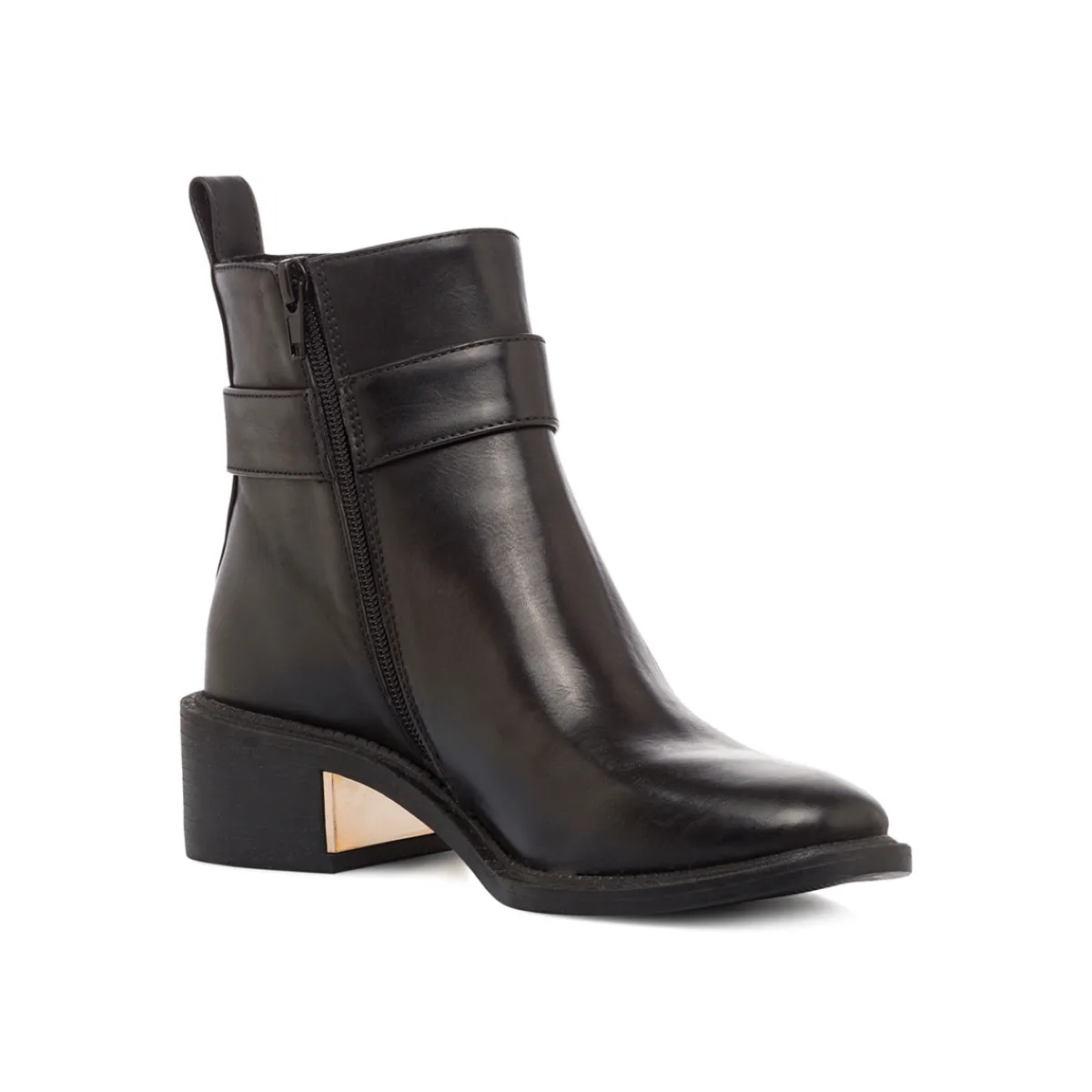 Clearance Stivaletti neri da Donna con fibbia e dettaglio laminato e tacco 4,5 cm Donna Stivaletti Donna