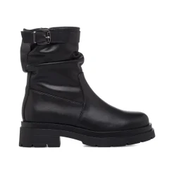 Clearance Stivaletti neri da Donna effetto arricciato con fibbia Donna Stivaletti Donna