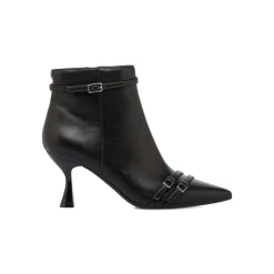 Online Stivaletti neri da Donna con fibbie e tacco 7,5 cm Donna Stivaletti Donna