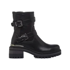 New Stivaletti neri da Donna con fibbie e tacco Donna Stivaletti Donna