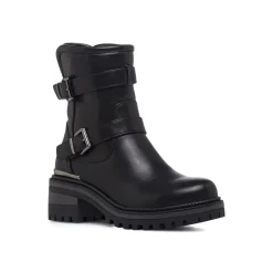 New Stivaletti neri da Donna con fibbie e tacco Donna Stivaletti Donna