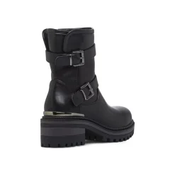 New Stivaletti neri da Donna con fibbie e tacco Donna Stivaletti Donna