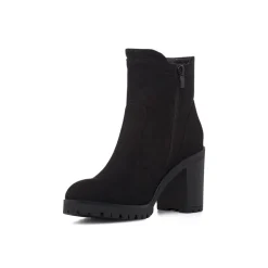 Discount Stivaletti neri da Donna effetto scamosciato con tacco Donna Stivaletti Donna