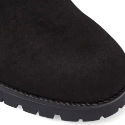 Discount Stivaletti neri da Donna effetto scamosciato con tacco Donna Stivaletti Donna