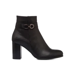 Outlet Stivaletti neri da Donna con fibbia e tacco 8 cm Donna Stivaletti Donna