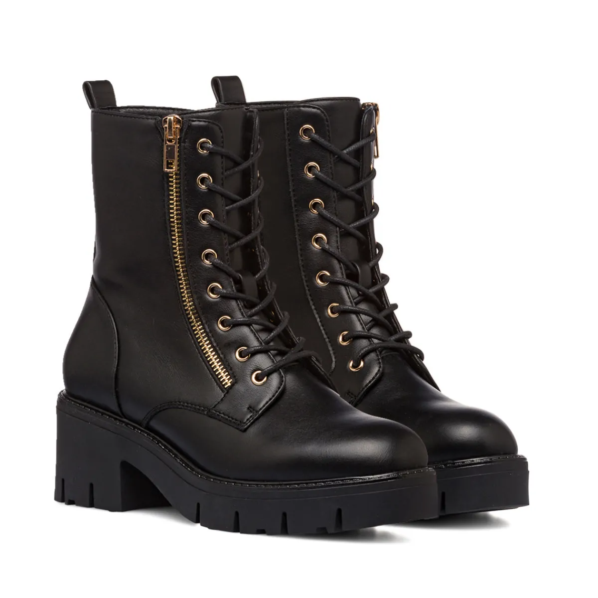 New Stivaletti neri da donna con zip Donna Scarponcini E Anfibi Donna|Stivaletti Donna