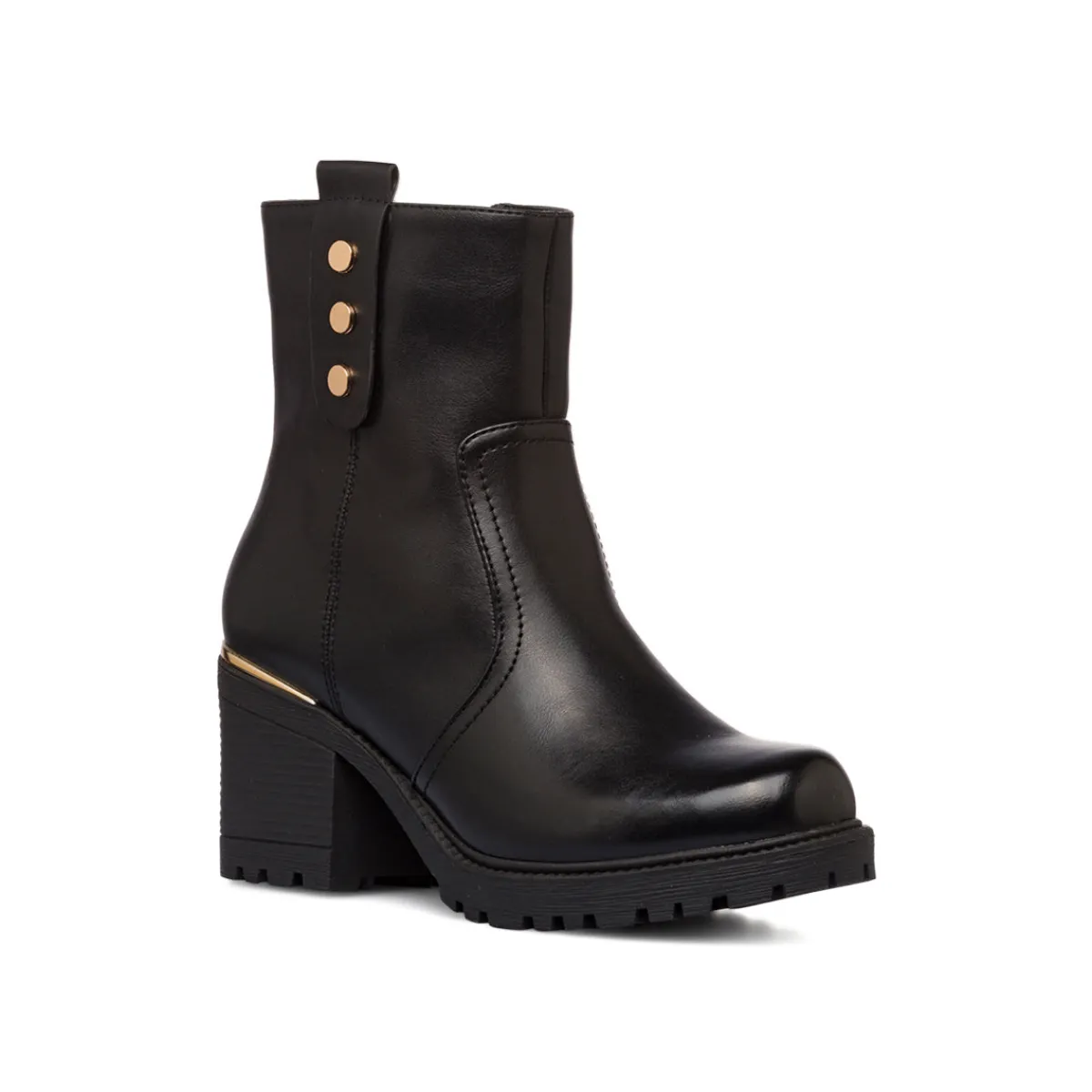 Sale Stivaletti neri da donna con tacco 7 cm e dettagli in metallo Donna Stivaletti Donna