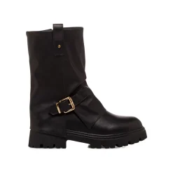 New Stivaletti neri da Donna con gambale morbido e fibbia Donna Stivaletti Donna