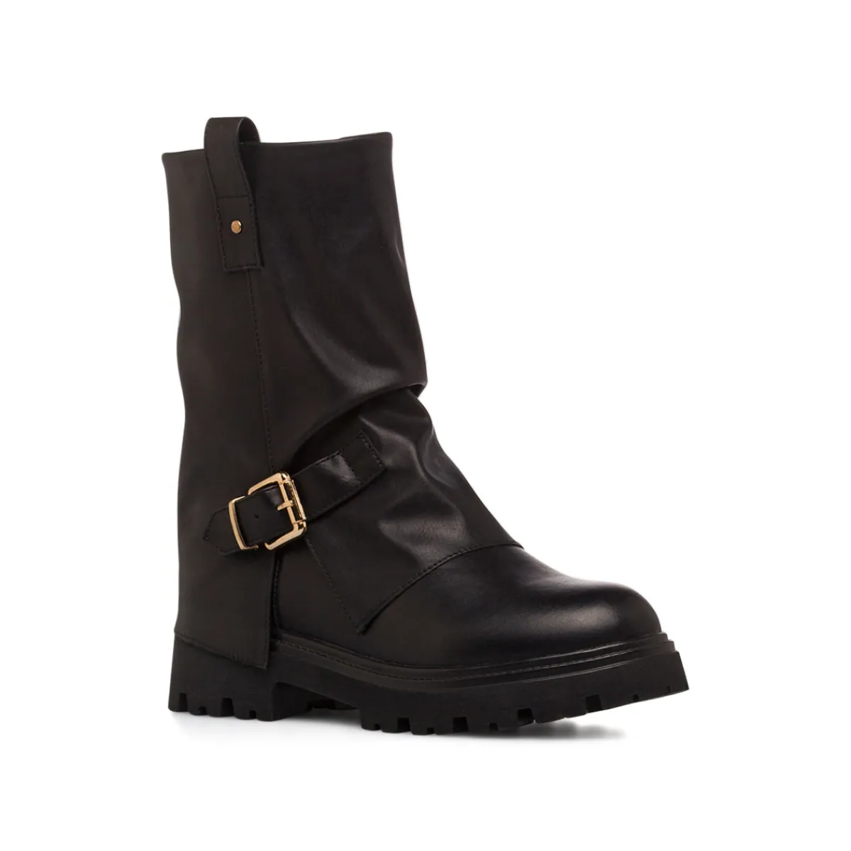 New Stivaletti neri da Donna con gambale morbido e fibbia Donna Stivaletti Donna