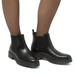 Best Stivaletti neri in pelle da donna con elastico laterale Donna Stivaletti Donna