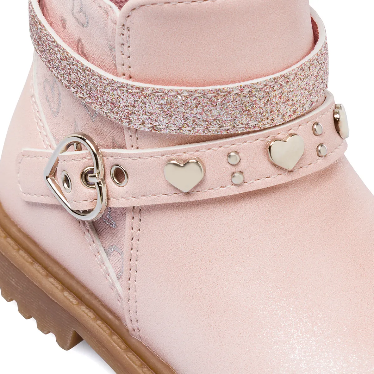Sale Stivaletti rosa da Bambina con glitter e cuori Bambino Primi Passi Bambina
