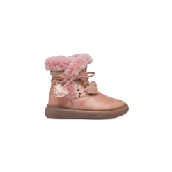 Outlet Stivaletti rosa metal da bambina con finta pelliccia Bambino Stivaletti Bambina