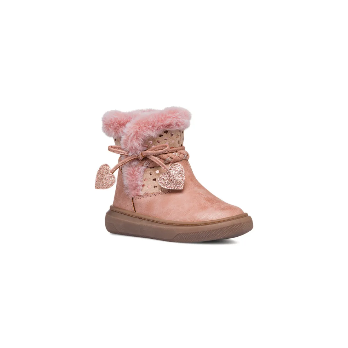 Outlet Stivaletti rosa metal da bambina con finta pelliccia Bambino Stivaletti Bambina