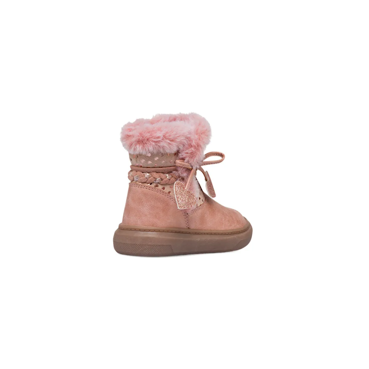 Outlet Stivaletti rosa metal da bambina con finta pelliccia Bambino Stivaletti Bambina