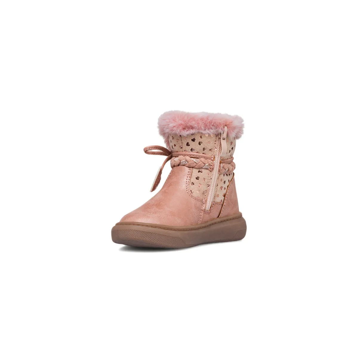 Outlet Stivaletti rosa metal da bambina con finta pelliccia Bambino Stivaletti Bambina